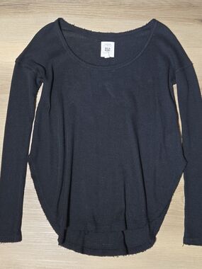 Billabong Women's Black Long-Sleeve Waffle Knit Top